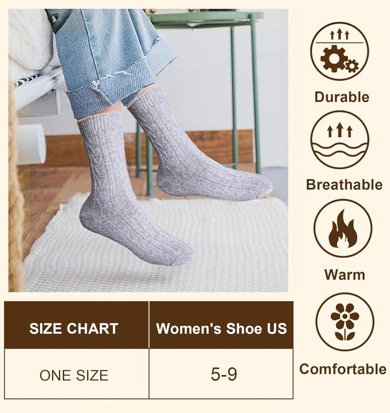YSense Wool Socks for Women, Winter Boot Socks Stocking Stuffers Gifts for Women Warm Crew Hiking - Image 4